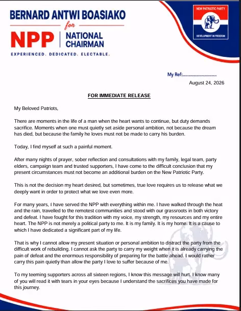 Chairman Wontumi withdraws from NPP race